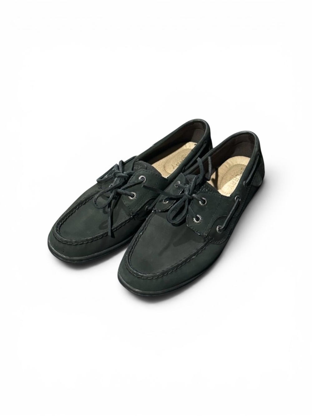 Sperry Black Leather Lace-Up Boat Sneakers - Picture 6 of 9